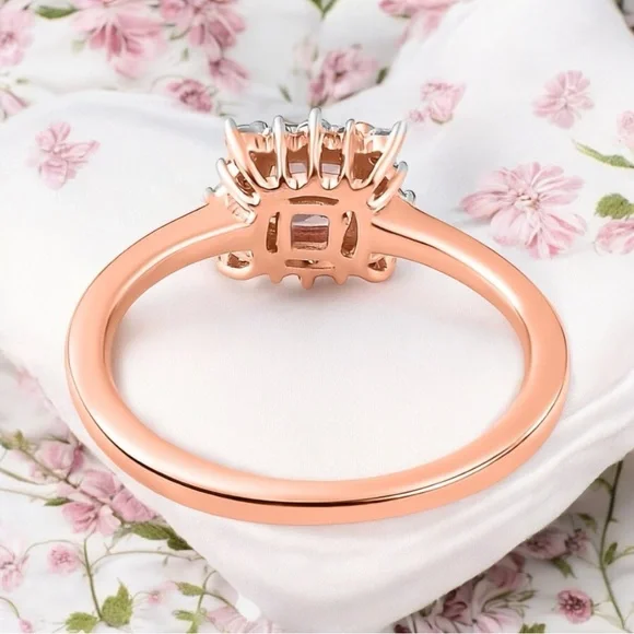 Blush Pink Apatite Halo Ring 14K Rose Gold over 925 Sterling Silver - Picture 8 of 14